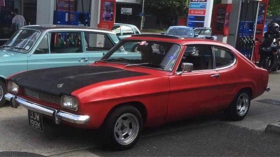 red and black car