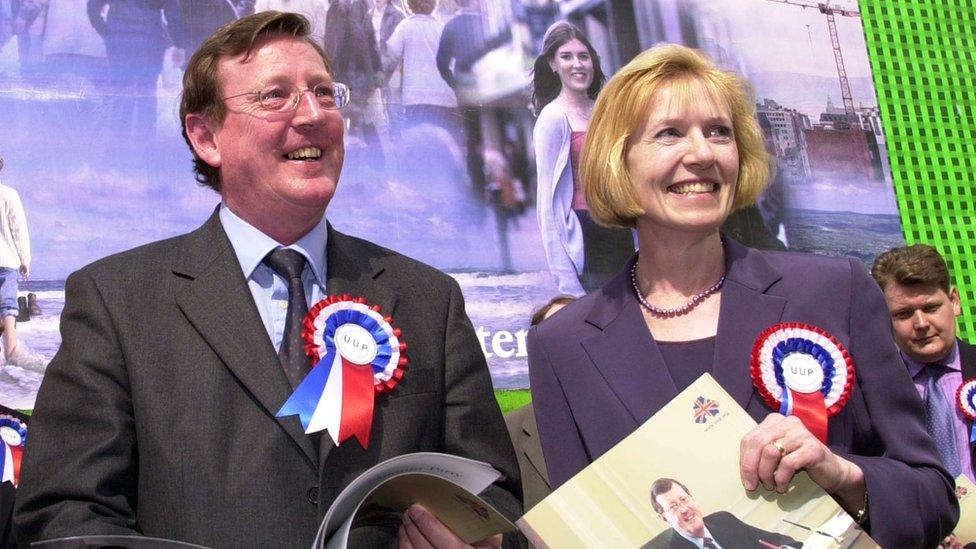 Lady Hermon helped David Trimble to launch the UUP's manifesto in 2001