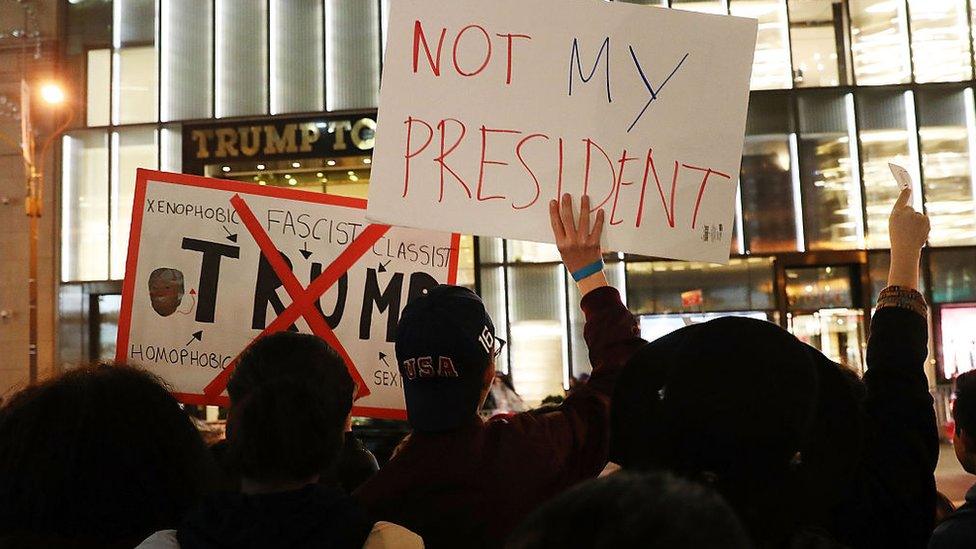 protests continue outside of Trump properties