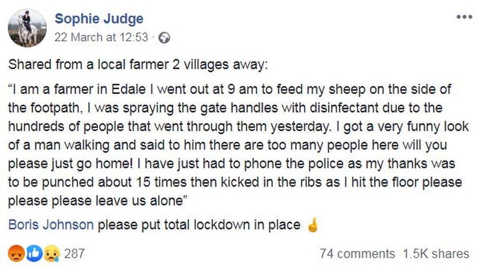 Sophie Judge's Facebook message