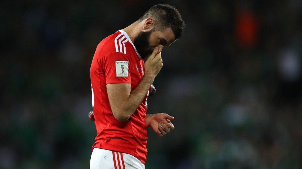 Joe Ledley looks dejected after the loss