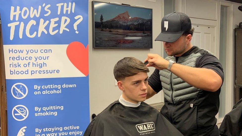 Barnsley FC player Joe Ackroyd at Eastgate barbers