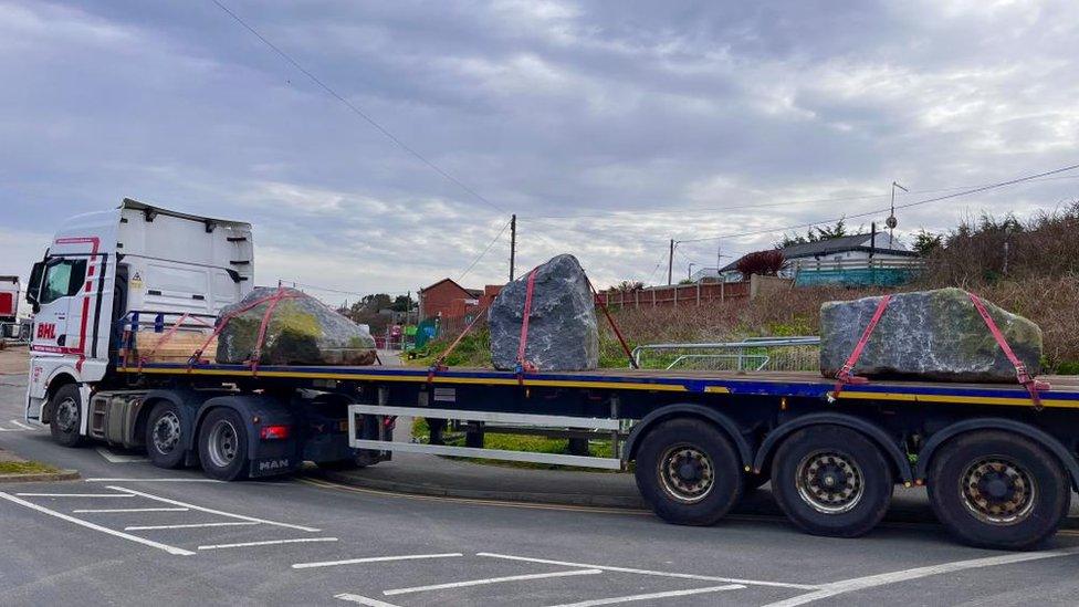 Lorry with granite rocks