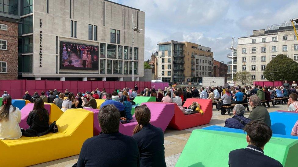 Scene in Millennium Square, Leeds