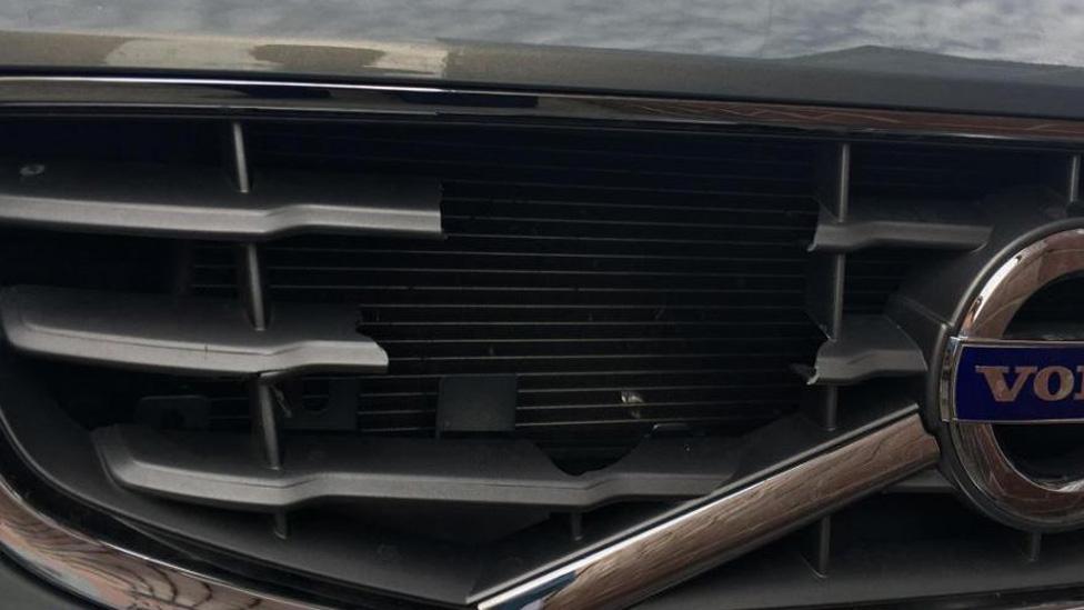 Damaged car grille