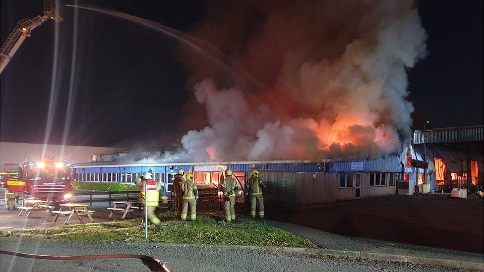 Fire at a warehouse in Brackmills Industrial Estate, Northampton