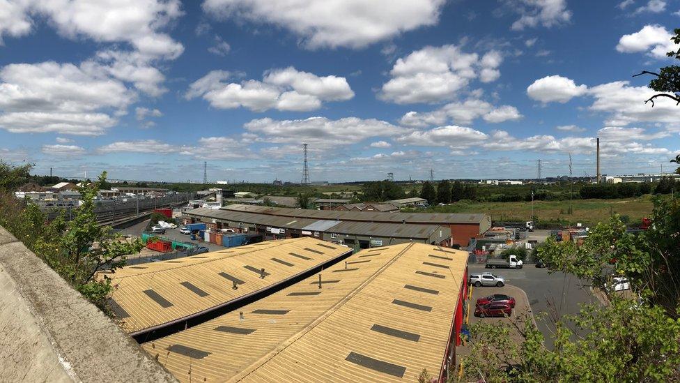 An industrial estate in the Swanscombe Peninsula in north Kent where the London Resort will one day reside