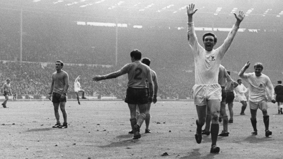 Jeff Astle celebrates his winning goal at Wembley