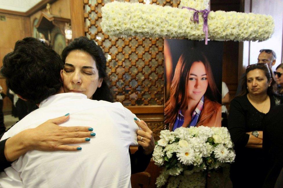 Relatives and friends of Yara Hani at a church in Cairo, 21 May