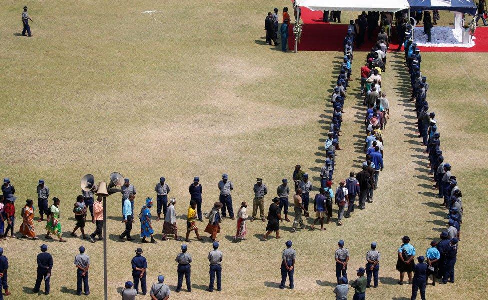 People queuing