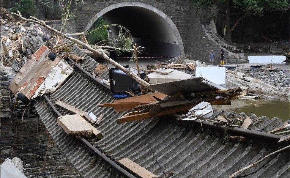 Wrecked railway line in Altenahr, 19 Jul 21