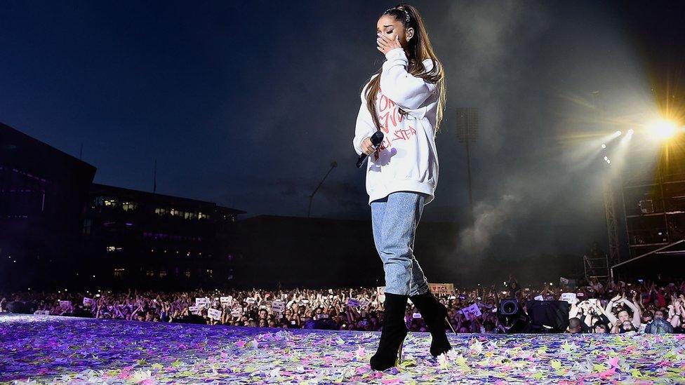 Ariana performing at the One Love Manchester concert in 2017.