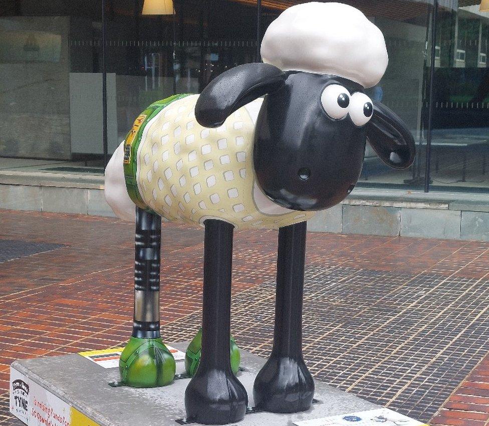 A giant Shaun the Sheep at the civic centre