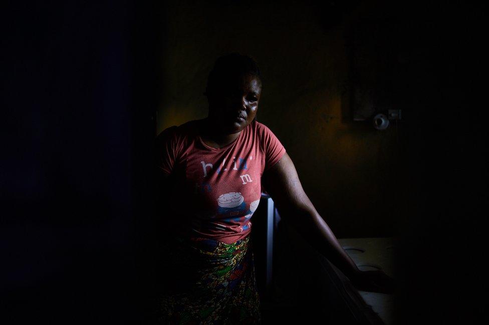 Rita Carol in her home in West Point, Monrovia.