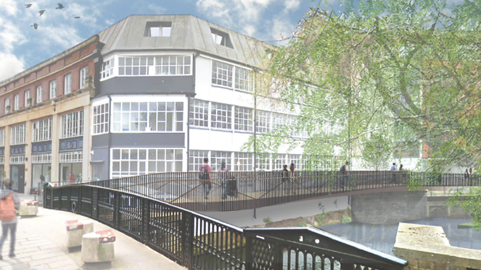 Artist's impression of new boardwalk on Riverside Walk in Norwich