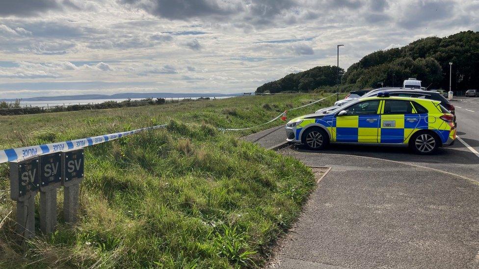 The crime scene at Boscombe Overcliff Drive in Dorset