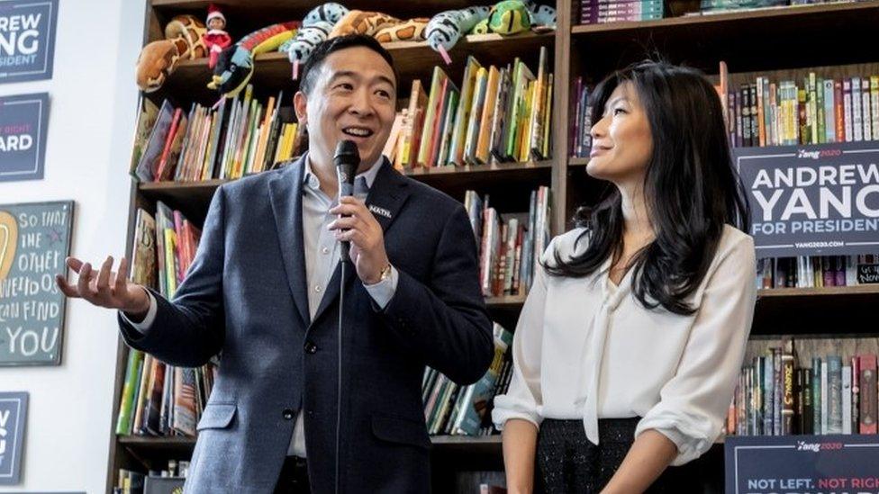 Evelyn Yang, pictured with husband Andrew Yang