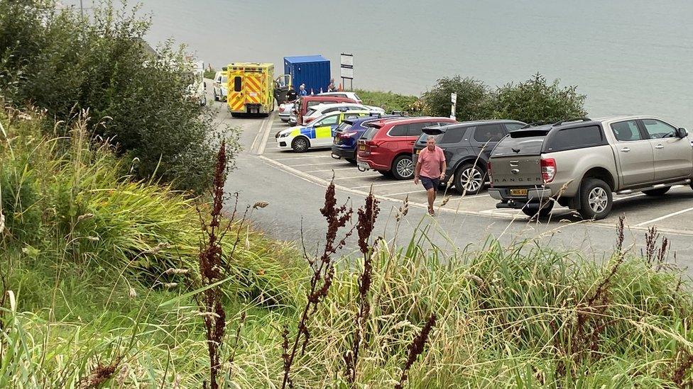 Rescue scene at Nefyn on Wednesday, 15 September, after man died in the sea