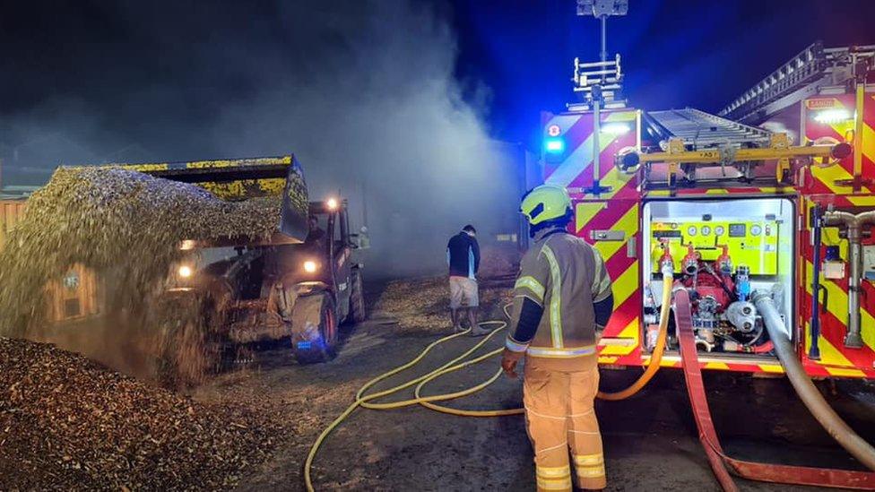 Wood chip store fire