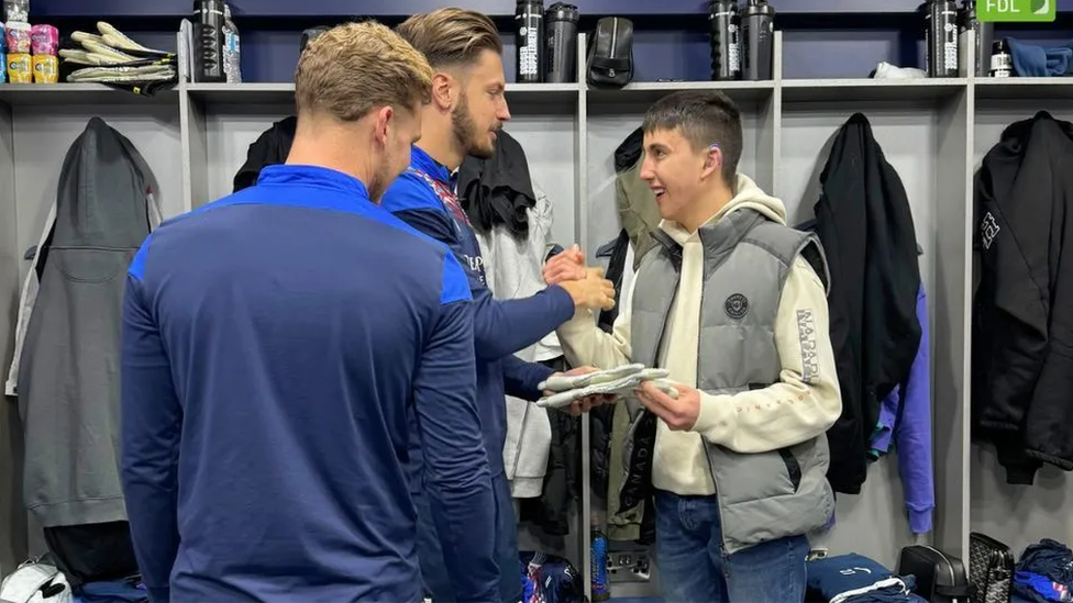 Kieren Ross meets the Raith Rovers team last week