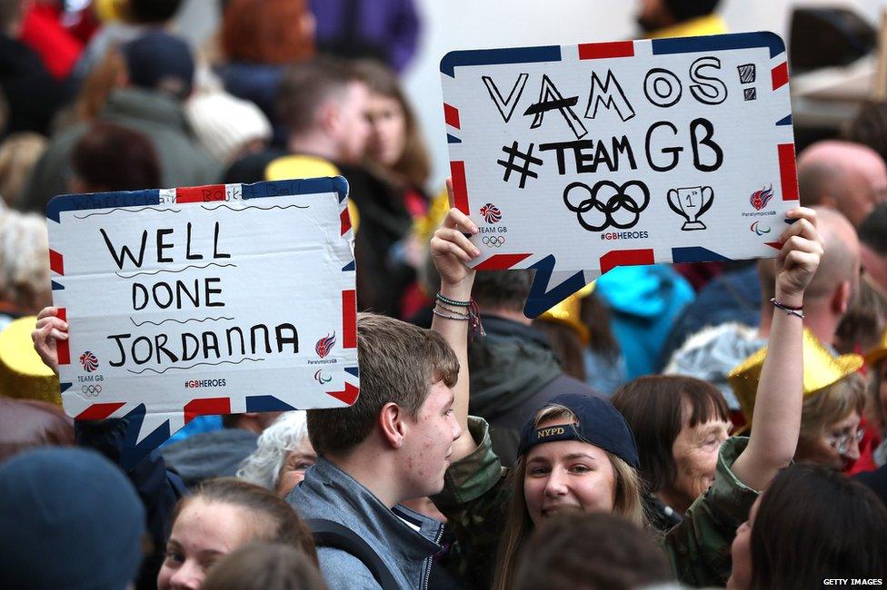 People supporting Team GB in Manchester