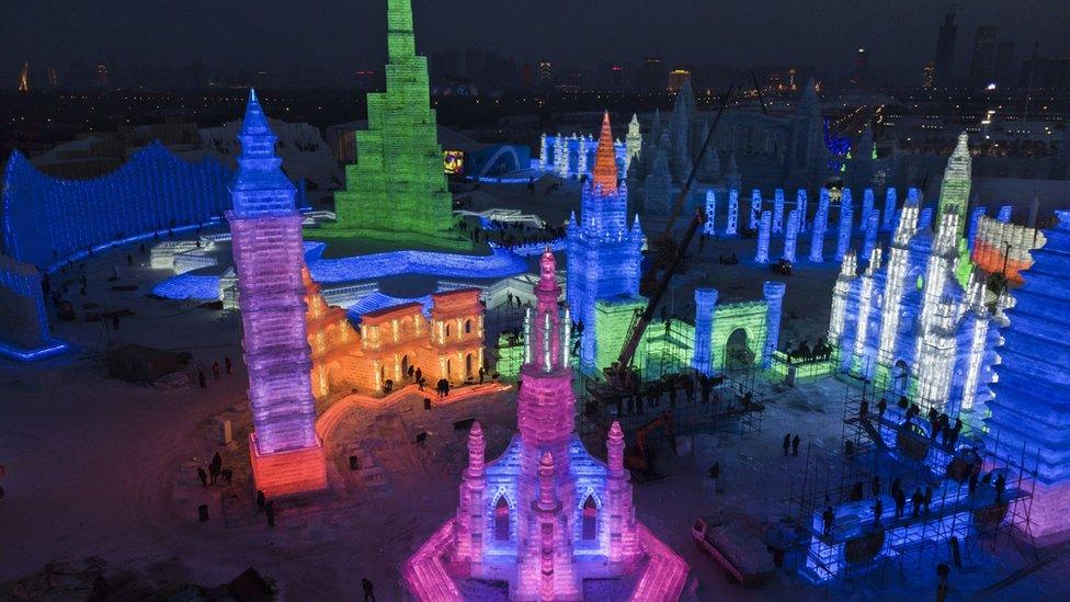 Preparations for Harbin ice and snow festival