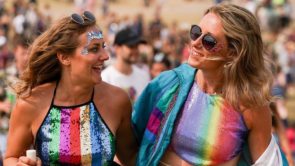 Festival goers at Latitude festival in Henham Park, Southwold, Suffolk