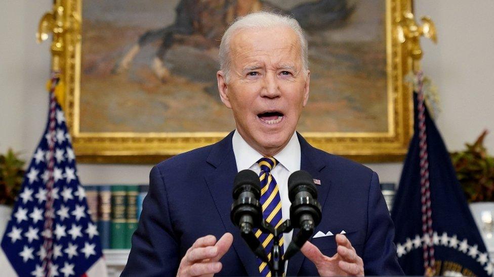 US President Joe Biden announces actions against Russia for its war in Ukraine