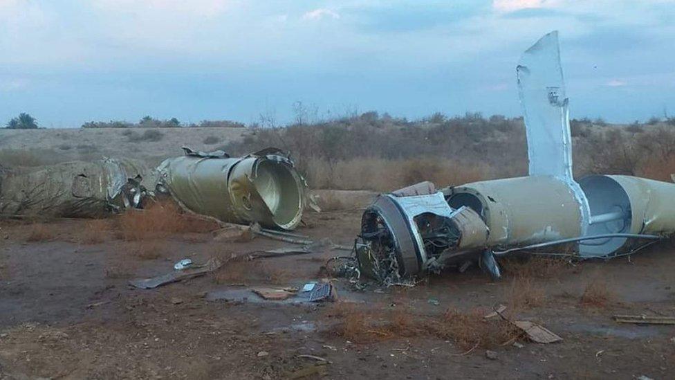 Pieces of Iranian missile near town of al-Baghdadi, Iraq - 8 January 2020