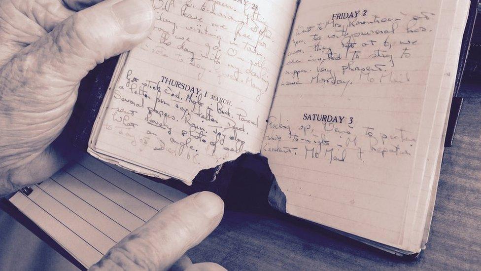 Vic's diary which has a bullet hole from when he was shot by Japanese soldiers