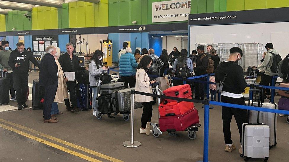 Queues at Manchester Airport