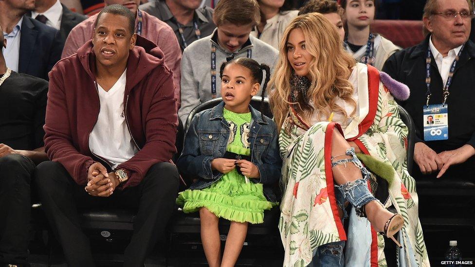 Jay Z, Blue Ivy and Beyonce