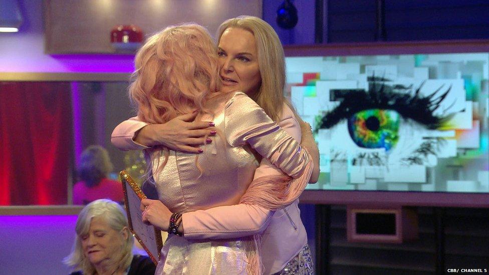 Courtney hugs fellow contestant India Willoughby