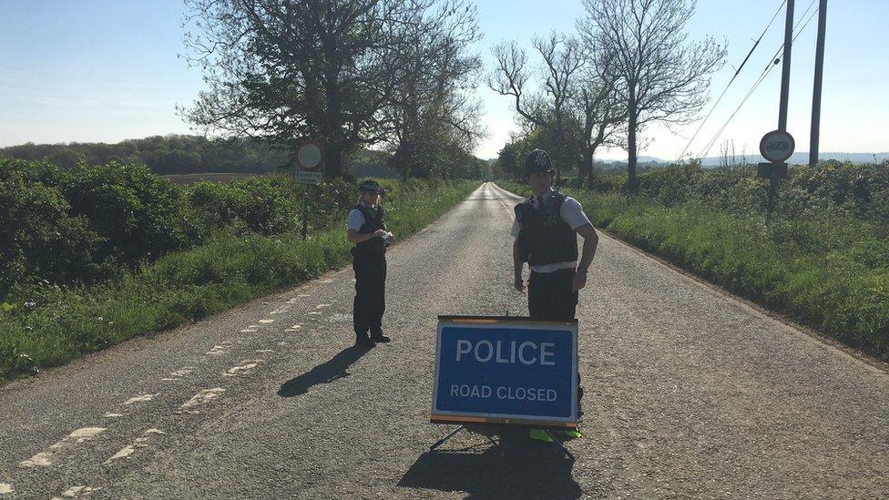 Road closure near Frome, Somerset