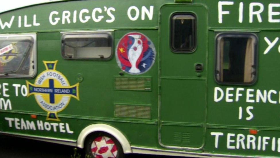 The caravan includes a tribute to Northern Ireland striker Will Grigg who plays for Wigan Athletic