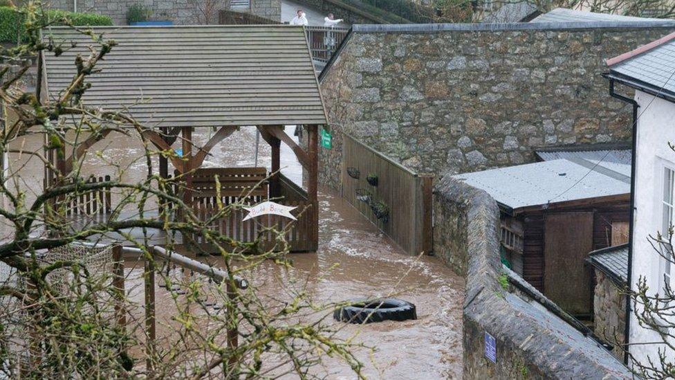 Flooding in Mousehole Lane, Penzance