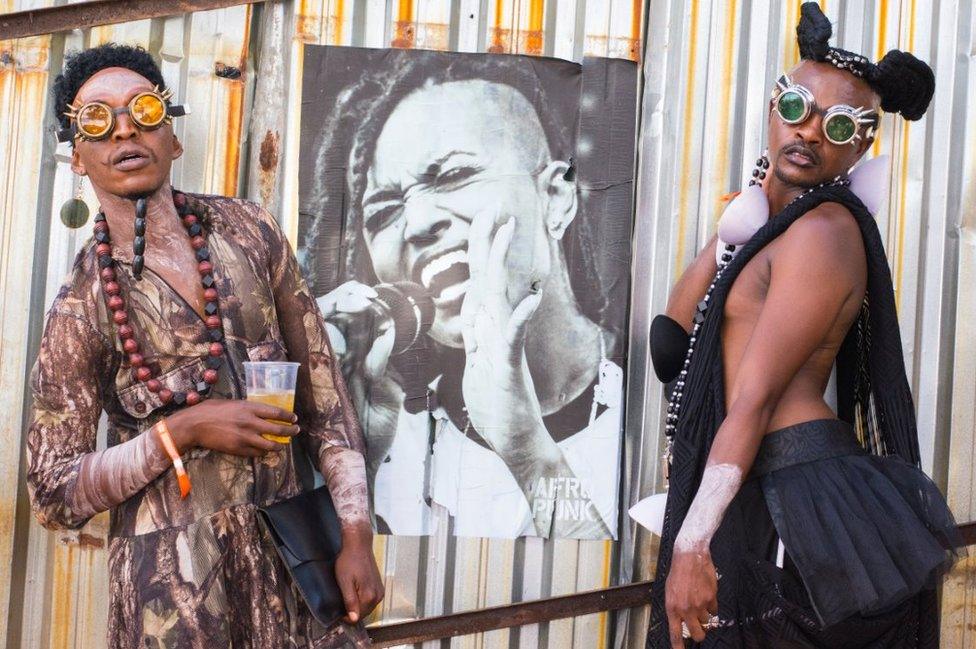 Flamboyantly dressed festival goers at AfroPunk Johannesburg