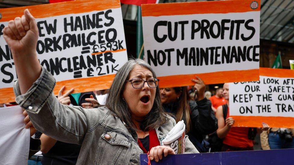 Picket line outside Glasgow Central station on 27 July