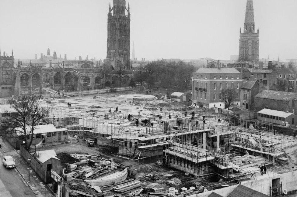 Aerial view of construction site