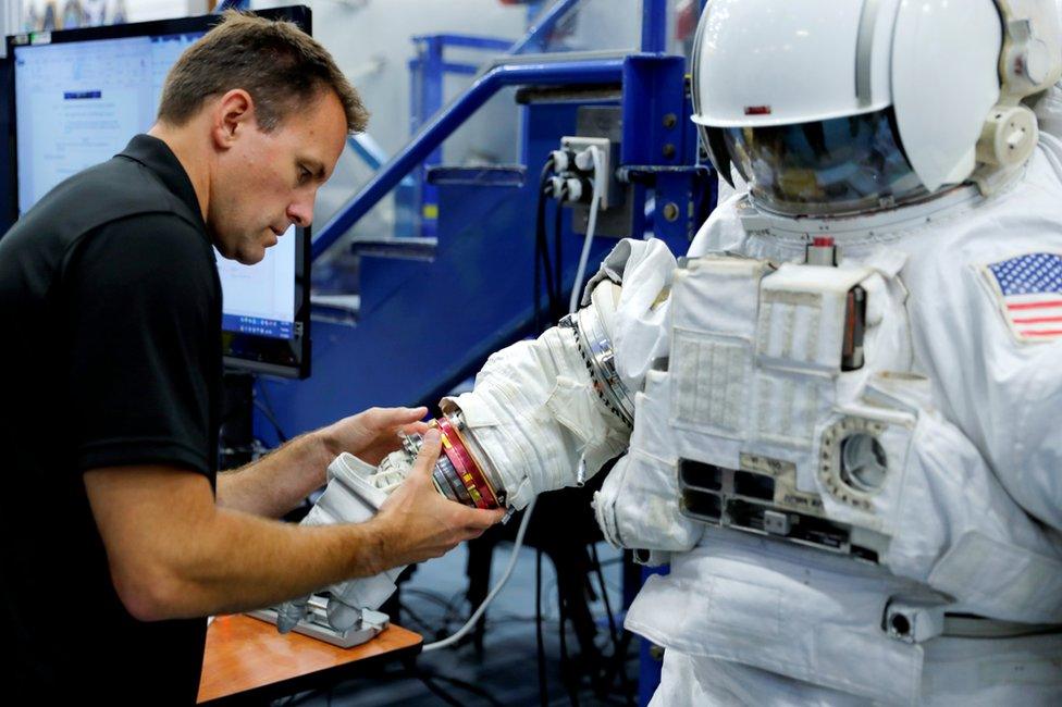 Astronauts train at the Johnson Space Center