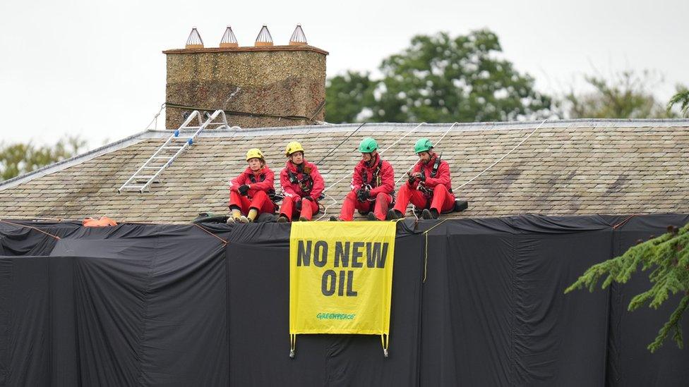 Protesters at the prime minister's home in his Richmond constituency