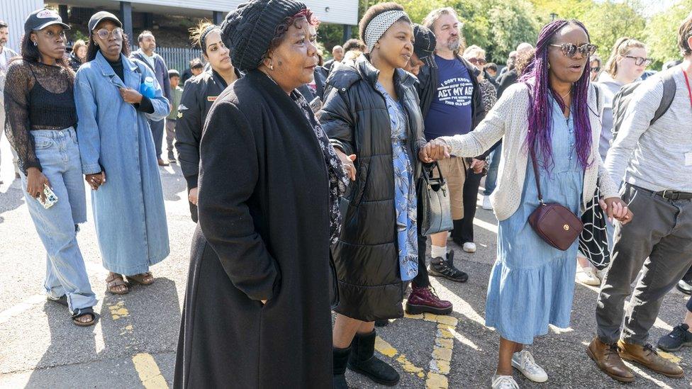 Mourners at Sunday's vigil