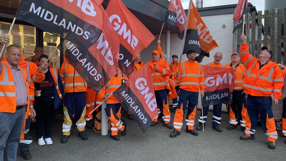 Workers on strike in Sandwell