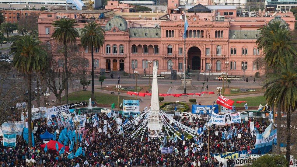 Rally in the the Plaza de Mayo square, in Buenos Aires. 11 Aug 2016