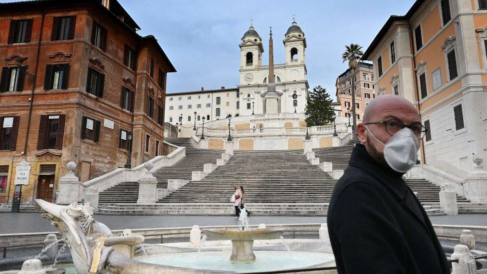 Man in mask in Italy