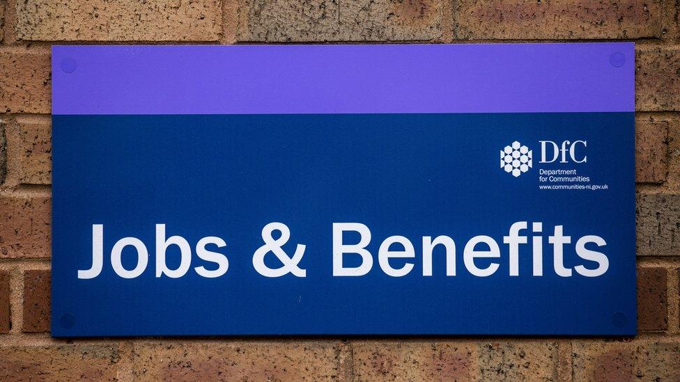 A Jobs and Benefits office sign