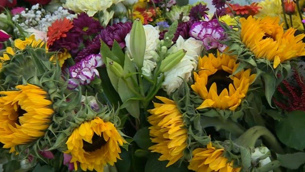 Flowers left at Berwick Barracks