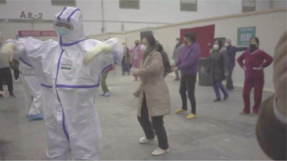 patients and staff dance a makeshift wuhan hospital