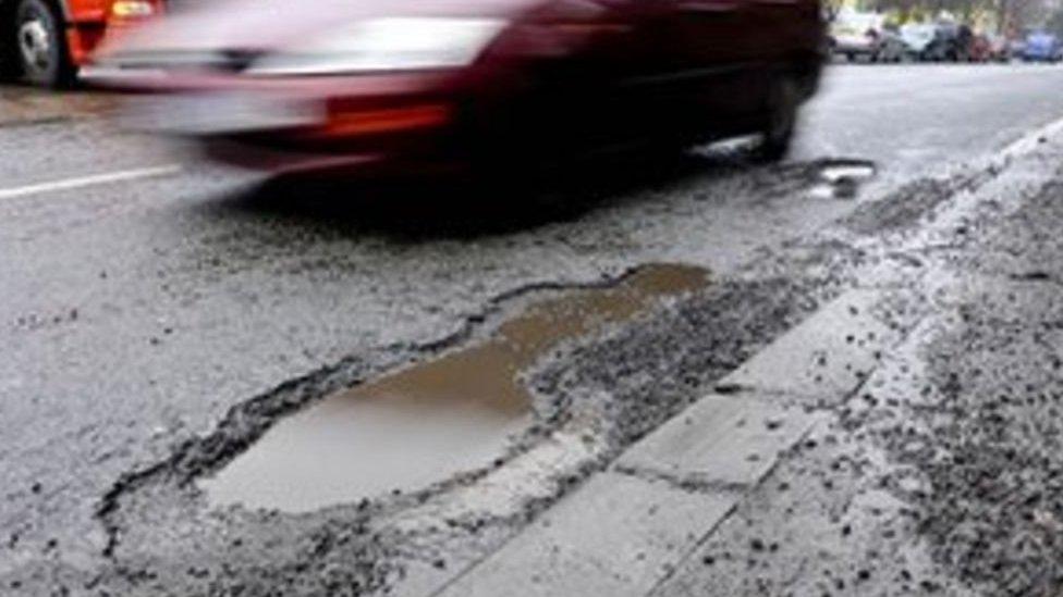 A pothole on the road