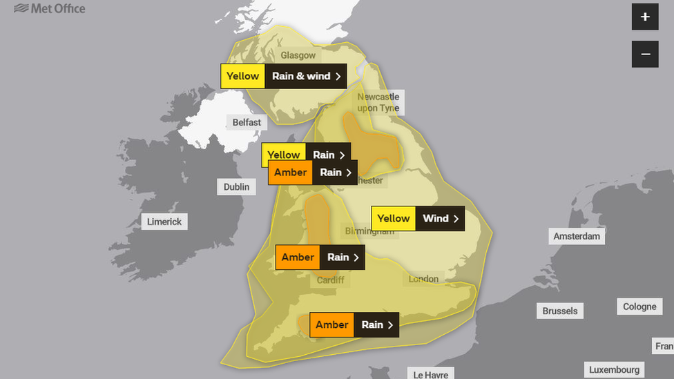 Met Office weather warning map